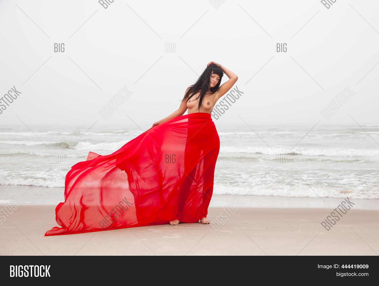 Nude Woman Red Fabric Image Photo Free Trial Bigstock