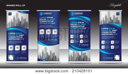 roll up banner stand template design blue banner layout banner layout