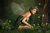 image of illustration  - an illustration of a nymph who lives in the forest - JPG 