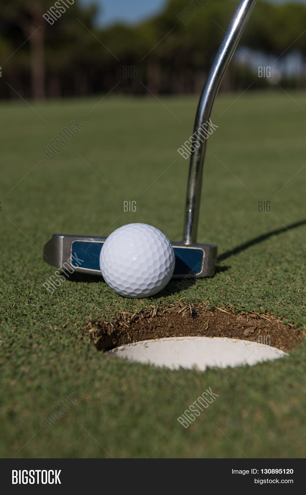 Close Putter Hitting Golf Ball Hole Image & Photo Bigstock