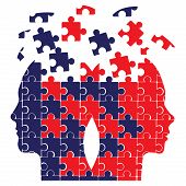 pic of puzzle  - vector illustration of a male and female puzzle head - JPG 