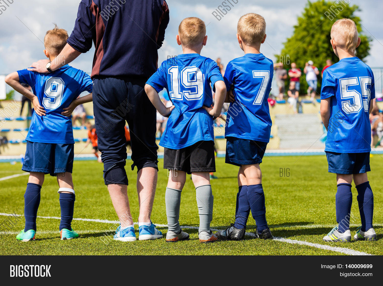 stock photo football soccer match children kids waiting bench stock photo football soccer match children kids waiting bench