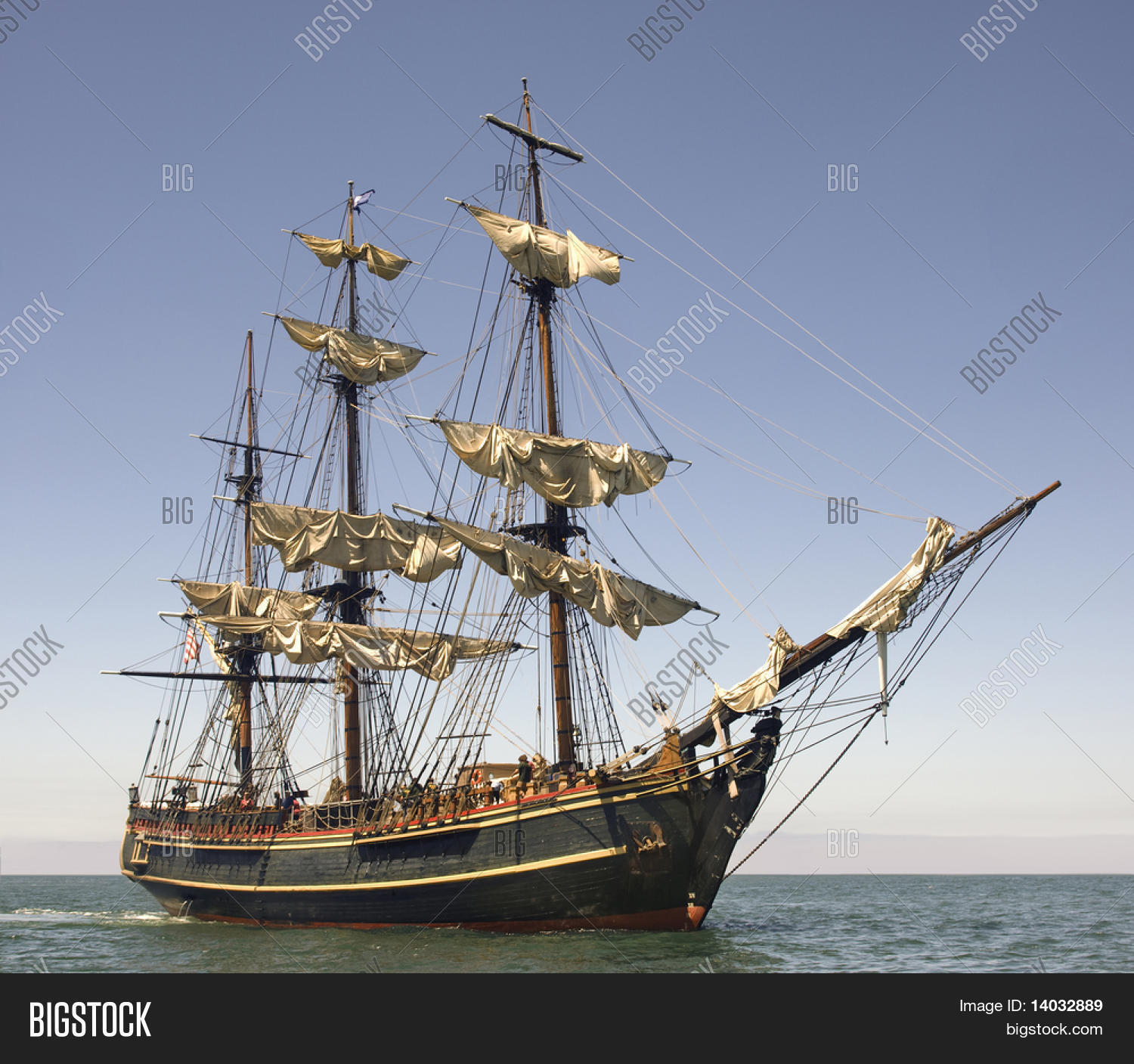 Pirate style ship setting sail on the high seas Stock Photo & Stock