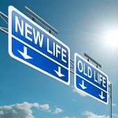 image of health  - Illustration depicting a highway gantry sign with a new life or old life concept - JPG 