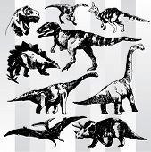 picture of dead-line  - Set of Dinosaurs Hand Drawn - JPG 