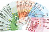 image of cash  - Cash euros in the form of a fan  on a white background - JPG 