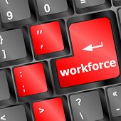 stock photo of workforce  - Workforce key on keyboard  - JPG 