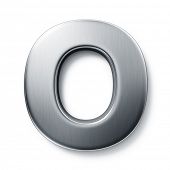 picture of cgi  - 3d rendering of the letter O in brushed metal on a white isolated background - JPG 