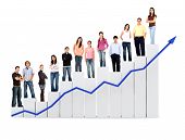 stock photo of shareholders  - group of casual people with a chart representing growth and success  - JPG 