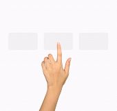 stock photo of option  - Hand choosing one of the options - JPG 