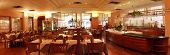 pic of restaurant  - Restaurant interior with served tables panorama - JPG 