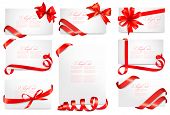 foto of holidays  - Set of gift card notes with red bows with ribbons - JPG 