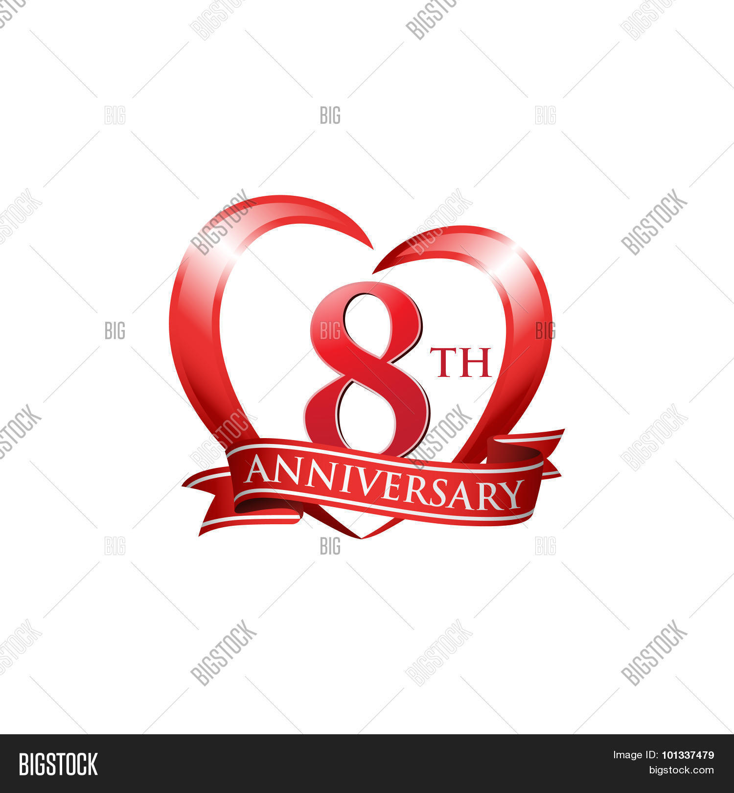 8th Anniversary Logo Red Heart Vector & Photo | Bigstock