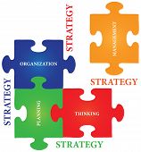 picture of puzzle  - Vector of four jigsaw puzzle pieces with words on the topic of strategy - JPG 