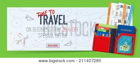 Special Offer On Business Travel Trip Banner Tickets With Wallet Air Special Offer On Business Travel Trip Banner Tickets With Wallet Air