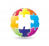 stock photo of puzzle  - Colorful globe puzzle - JPG 