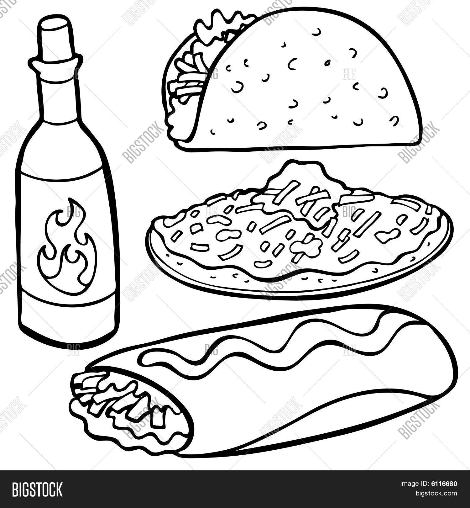 Mexican Food Items Line Art Vector Photo Bigstock