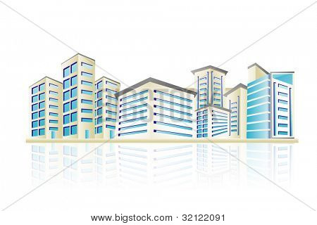 Picture or Photo of Illustration of cityscape with office building tower