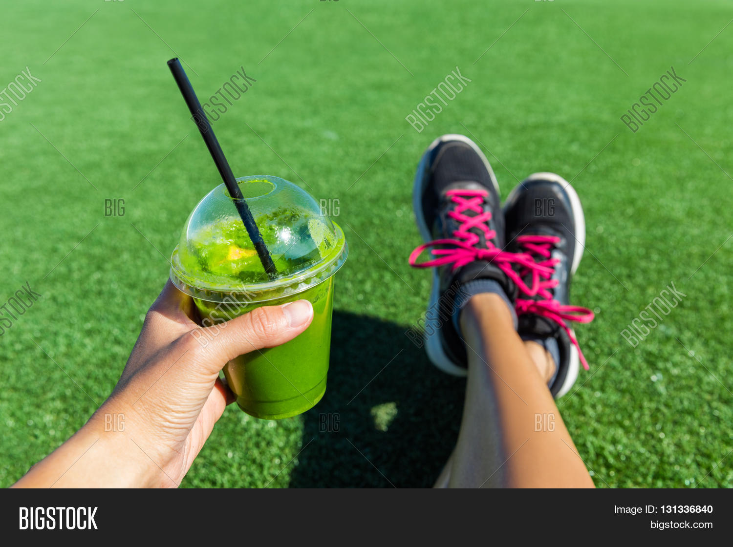 Download Green smoothie woman drinking plastic cup breakfast ... Yellowimages Mockups