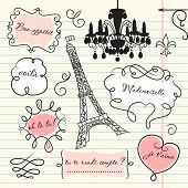 stock photo of france  - Doodle frames in French style - JPG 