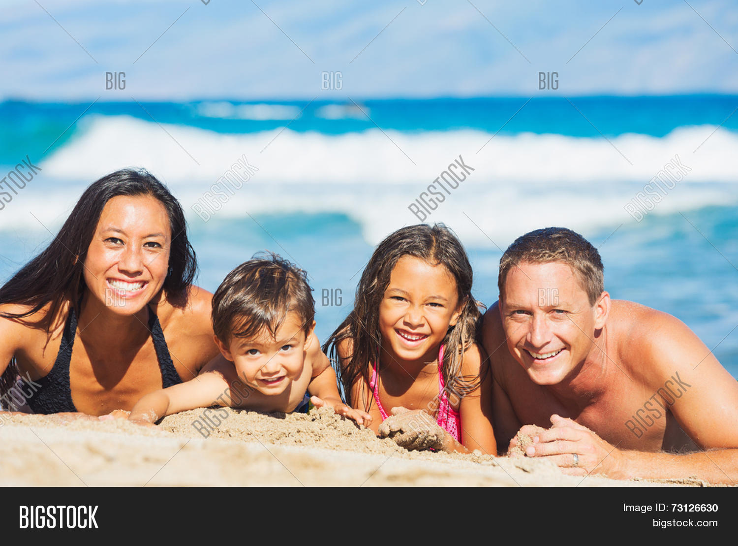 Happy Mixed Race Family Four Image & Photo Bigstock