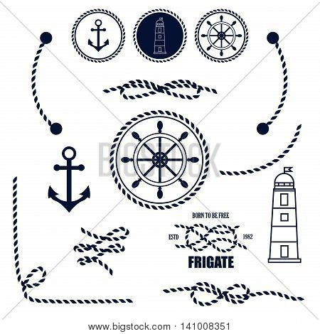 nautical and marine icons vector sign anchor ocean ship graphic