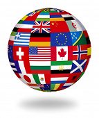 picture of globe  - Floating globe covered with world flags - JPG 