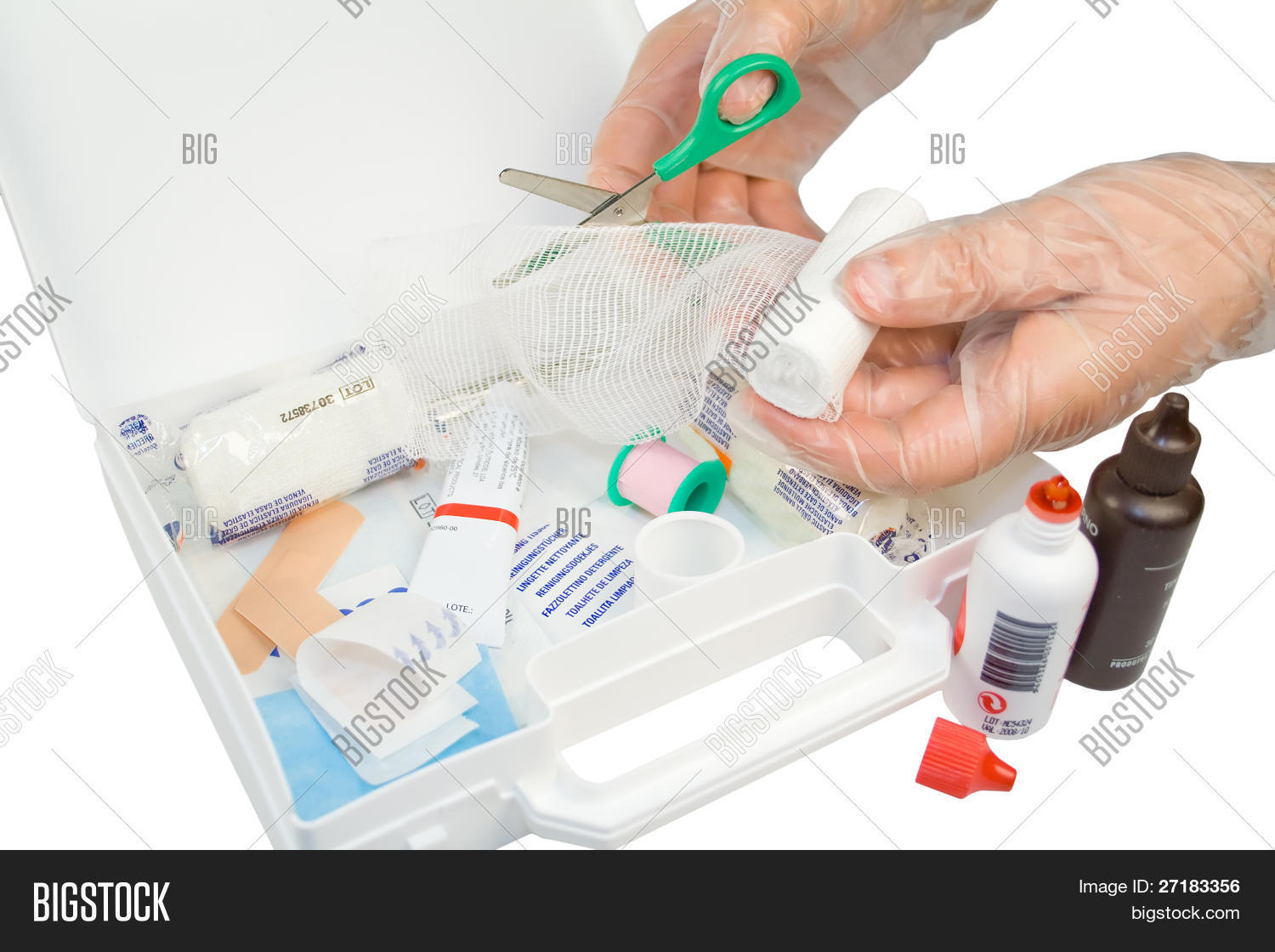 Firstaid Kit Hands Gloves Cutting Image & Photo Bigstock