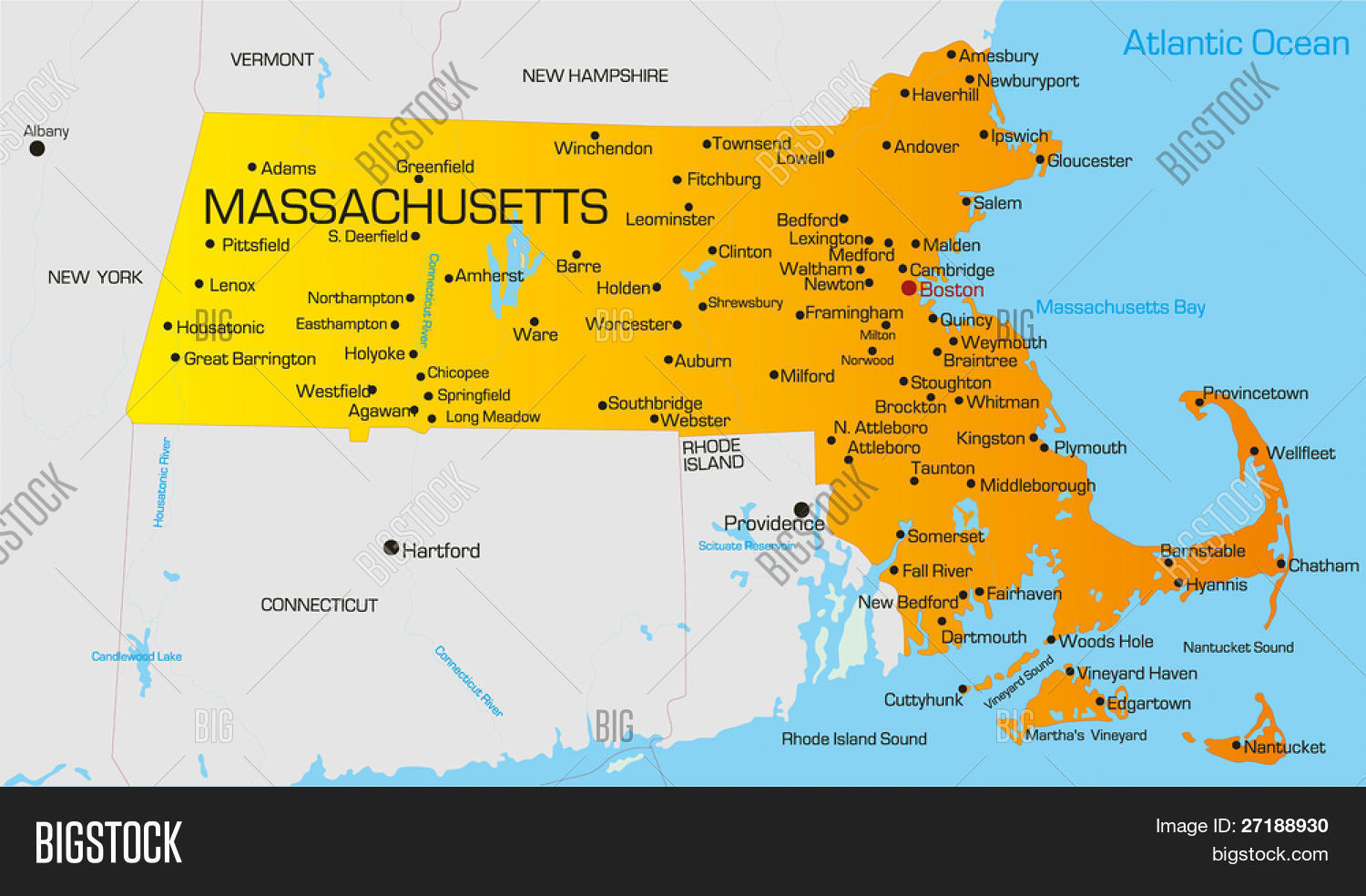 Vector map Massachusetts State