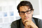 foto of confident  - Portrait of handsome young man with glasses - JPG 