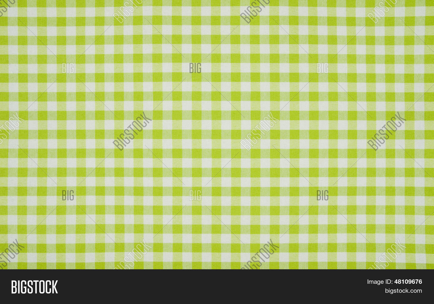 Green and white checkered tablecloth background pattern Stock Photo