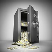 stock photo of money  - Bank safe with money stacks - JPG 