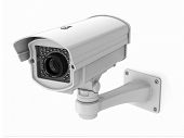 stock photo of security  - CCTV security camera on white background - JPG 