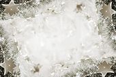 stock photo of glisten  - Silver sparkling stars on a white glistening background - JPG 