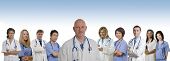 foto of medical doctors  - Doctor and Nurse and Interns standing with white background - JPG 