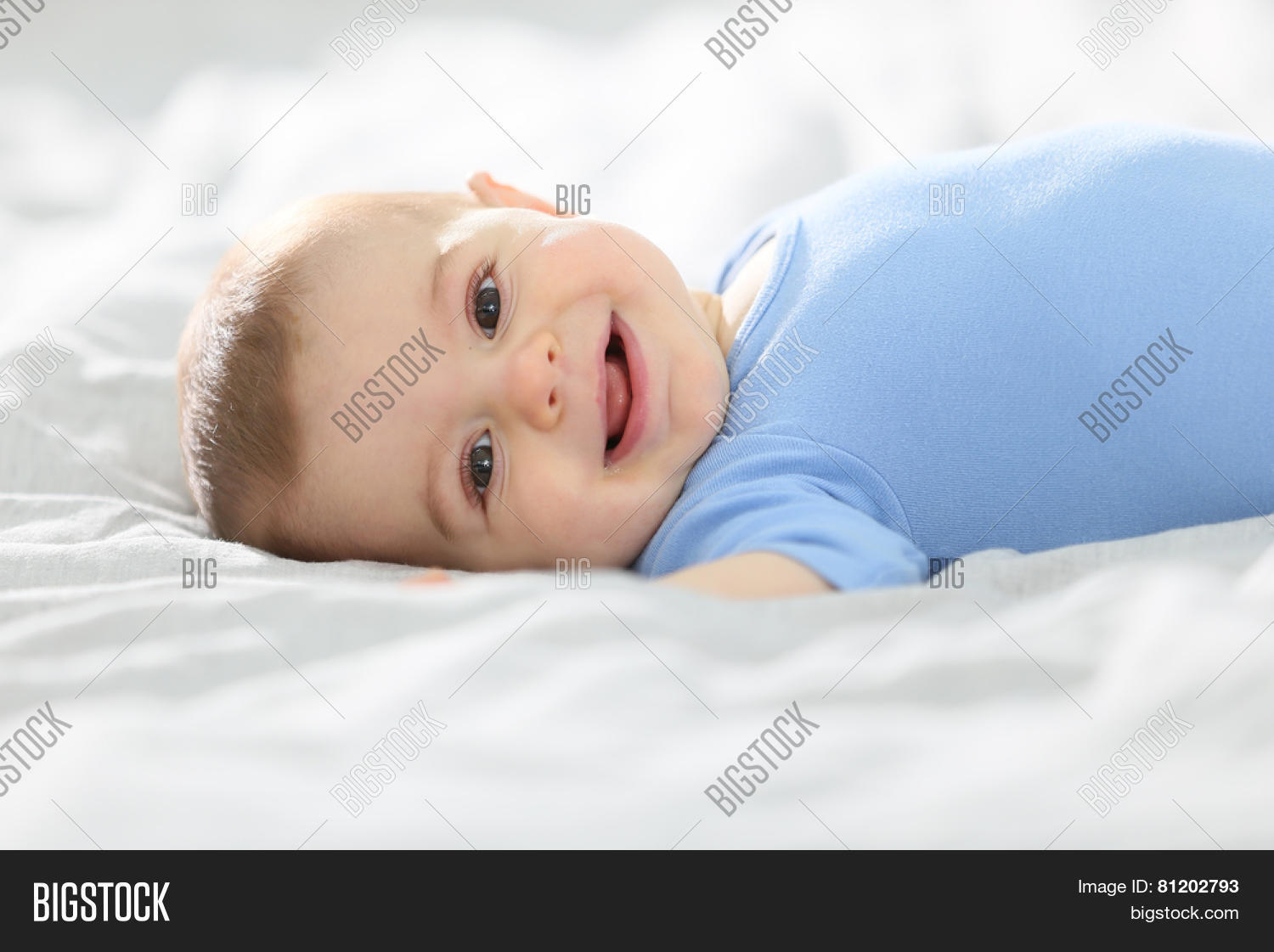 8monthold Baby Boy Laying On Bed Image & Photo Bigstock
