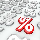 picture of interest  - Many percent signs and one standing out as the best interest rate - JPG 