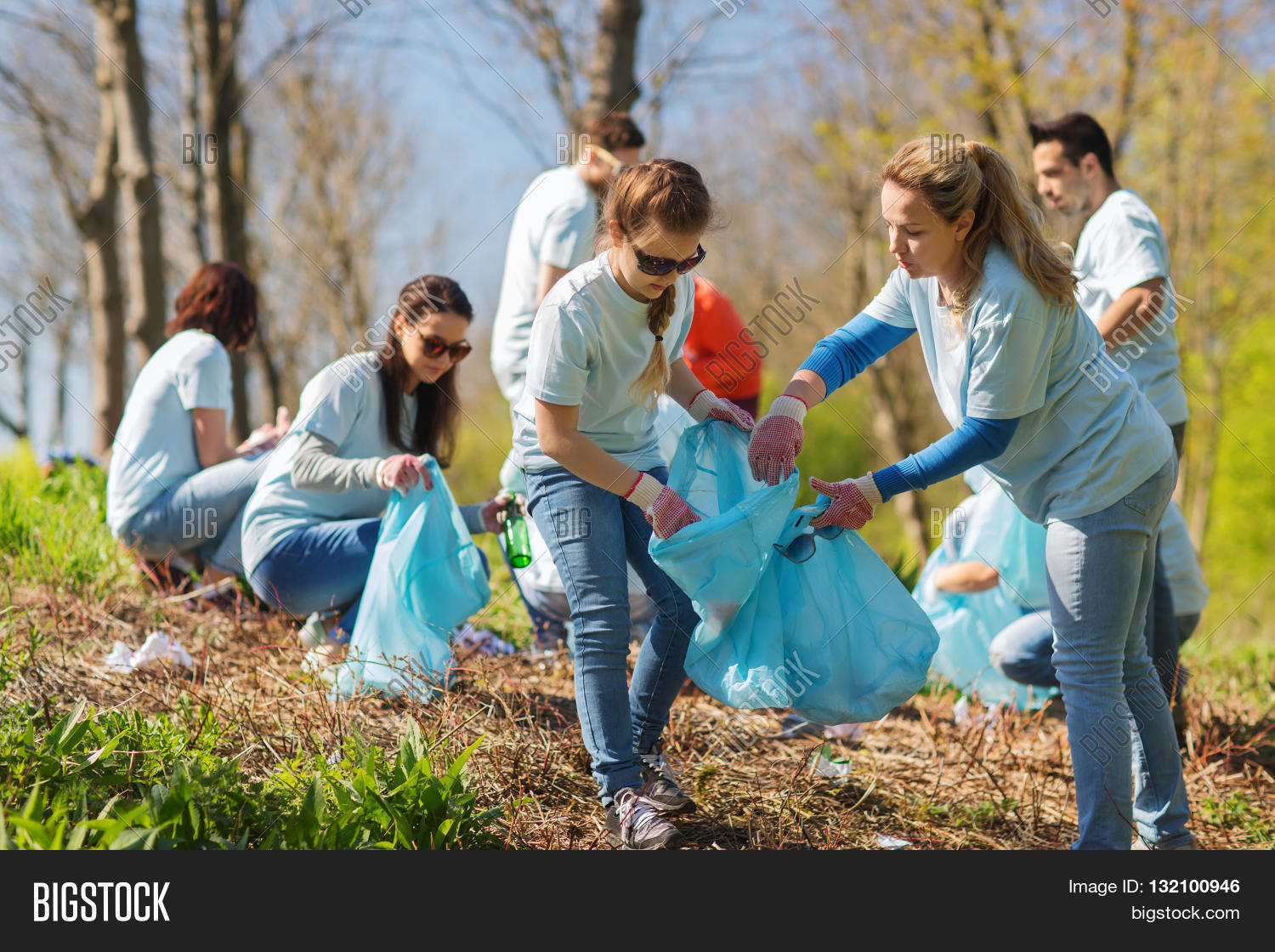 volunteering, charity, cleaning, people and ecology concept group of