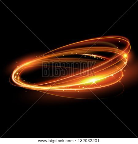 vector gold circle light tracing effect glowing magic fire ring