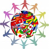 stock photo of world  - Colourful icon made up of diverse people from all over the world - JPG 