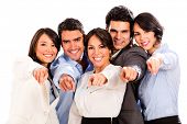 picture of group  - Happy business group pointing at the camera  - JPG 