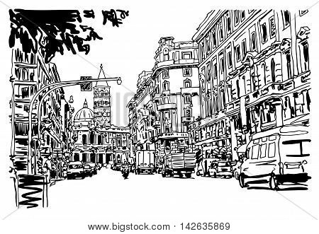 Architecture Drawing Cars original black and white urban architectural sketch drawing of Architecture Drawing Cars original black and white urban architectural sketch drawing of