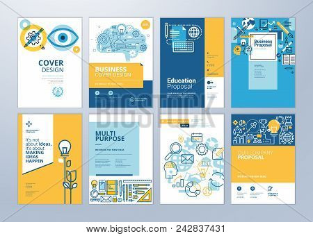 set of brochure design templates on the subject of education posters design templates