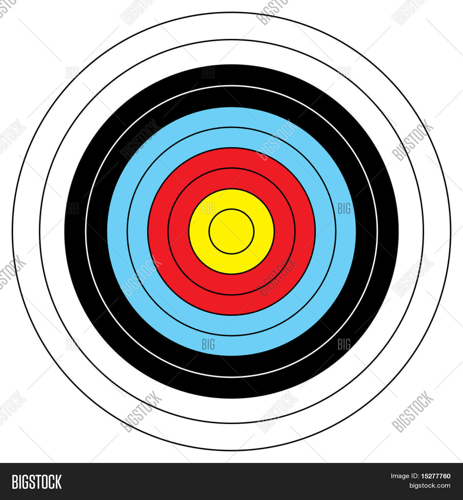 Illustrated archery target icon with colored bands and outline Stock Vector & Stock Photos