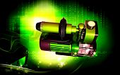 image of pressure  - Digital illustration of pressure pump in colour background - JPG 