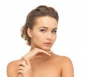 foto of beauty  - close up of face and hands of beautiful woman - JPG 