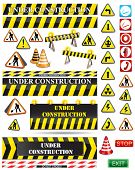 picture of construction  - big set of under construction and fire safety signs and symbols - JPG 