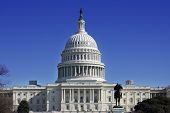 stock photo of buildings  - The United States Capital building on a clear day in Washington DC - JPG 