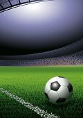 picture of competition  - Football ball on the grass on the stadium with lights - JPG 