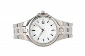 stock photo of watch  - Silver wrist watch isolated on white background - JPG 